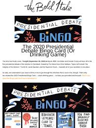 The Bold Italic The Vice Presidential Debate Bingo Card Or Drinking Game Milled