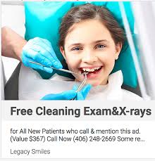 Free dental exam and cleaning. Free Cleaning Exam X Rays For All New Patients Who Call And Mention This Ad Value 367 Call Now 406 248 2669 Some Res Dental Exam Dental Teeth Cleaning