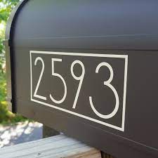 The mailbox will generally have the family's last name and house number on it. Modern Mailbox Decals With Your Exact House Numbers