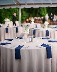 Royal Blue And White Table Setting For A Wedding Reception White Wedding Table Decor Wedding Table Settings Wedding Table