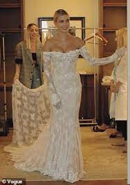 Hailey Bieber Chose Virgil Abloh To Design Gown Due To Street Style Simple Wedding Gowns Lace Wedding Dress Vintage Celebrity Wedding Dresses
