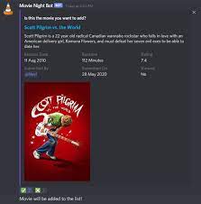 Maybe you would like to learn more about one of these? Movie Night Bot For Discord