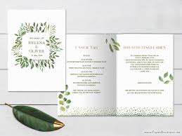 In dieser anleitung zeigen wir dir ein beispiel für eine einladungskarte zur hochzeit mit. Hochzeitseinladungen Greenery Blatter Und Gold