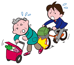 交通事故 おばあちゃんに激突する自転車に乗った男子学生 イラスト 学生 イラスト イラスト 自転車