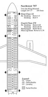 Vintage Airline Seat Map Northwest Airlines Boeing 757 200