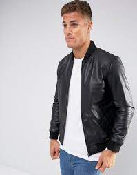 Asos Leather Bomber Jacket In Black Black Jackets Men Fashion Leather Jacket Men Leather Jacket