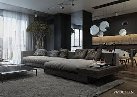 A Dark And Calming Bachelor Bad With Natural Wood And Concrete Modern Houses Interior Modern Interior Decor Interior Design