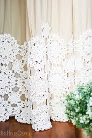 Cameo rose lace window treatment. No Sew Lace Curtains She Holds Dearly