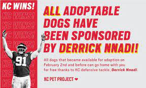 For questions, please reach out to adoptions@kcpetproject.org. Chiefs Derrick Nnadi Will Pay Shelter S Dog Adoption Fees After Winning Super Bowl Liv Michigan Humane