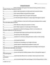 Quiz Or Worksheet That Covers The Terminology That Will Be Used When Discussing The Concept Of Lifespan Development Wi Psychology Psychology Student Worksheets