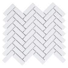 White Herringbone Porcelain Mosaic Floor Decor Porcelain Mosaic Floor Decor Mosaic Flooring