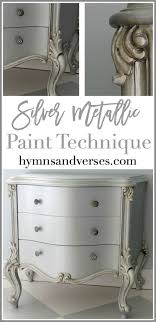 Easy Silver Metallic Paint Technique Metallic Painted Furniture Silver Painted Furniture Metallic Painted Furniture Diy