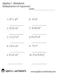 The best source for free algebra worksheets. Multiplication Exponents Algebra 1 Worksheet Printable
