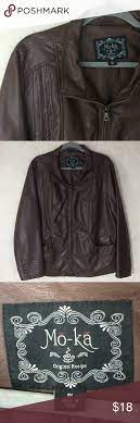 Mo Ka Brown Faux Leather Jacket 1x Brown Faux Leather Jacket Faux Leather Jackets Jackets