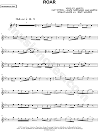Katy Perry Roar C Instrument Sheet Music Flute Violin Oboe Or Recorder In Bb Major Transposable Download Print Recorder Music Songs Clarinet Sheet Music Trumpet Sheet Music