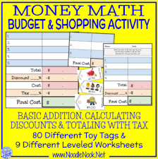 Multi Level Money Math Center For Life Skills Basic Addition And Percentages Money Math Money Math Centers Math Centers