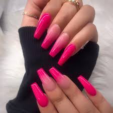 Black And Hot Pink Ombre Nails Pink Ombre Acrylic Nails Pink Nails Pink Acrylic Nails