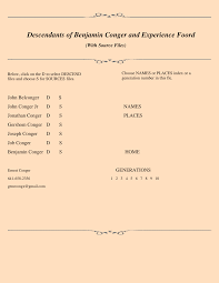Descendants of Benjamin Conger and Experience Foord