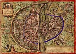 Paris Map By Sebastian Munster 1572 In Blue The Walls Of Philip Augustus Dubbed On The Right Bank By The Wall Of Char Paris Map Antique Maps Ancient Maps