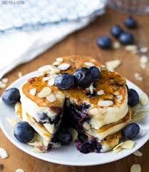 Extra Fluffy Almond Blueberry Pancakes Recipe Almond Pancakes Almond Meal Pancakes Food