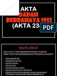 Penyata rasmi parlimen dewan boleh didakwa di bawah akta jadual pertama kepada akta dadah berbahaya 1952. Adb1952 Akta 234