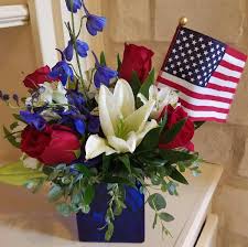 Happy 4th of july. your bravery and resilience are unmatched and so is your commitment to this the flowers àre smîlîng àt us wîth delîght. Patriotic Happy 4th Of July Dalton Flowers Flower Mound Florist Custom Floral Arrangements