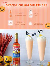 No Tricks Here Only Treats This Torani Halloween Orange Cream Milkshake Is The Perfect Addition To Your Torani Syrup Recipes Soda Recipe Italian Sodas Recipe