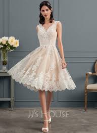 Aktuelle mode für jeden anlass. A Linie V Ausschnitt Knielang Tull Spitze Brautkleid 002153436 Jj S House