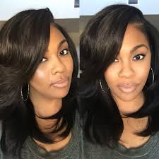 If you love to flaunt a bouncy hairstyle then get hair extensions attached to. Layered Sew In With Heavy Bangs Hair Styled By Plushh Wig Hairstyles Thick Hair Styles Natural Hair Styles