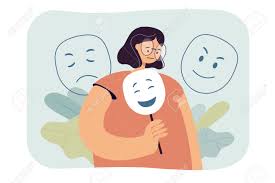 Triste Mujer Escondiendo Emociones Bajo Máscara Ilustración Vectorial  Plana. Personaje Miserable De Dibujos Animados Con Cara Falsa En Estado De  ánimo Negativo. Concepto De Personalidad Y Psicología. Ilustraciones Svg,  Vectoriales, Clip Art