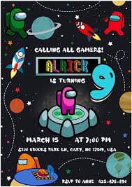 Amazing Among Us Birthday Invitation Oscarsitosroom In 2020 Birthday Invitations Birthday Party Invitations Printable Game Truck Birthday Party