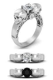 Diamond Skull Ring Womens Skull Ring Diamond Skull Engagement Ring For Womens Skull W Gothic Wedding Rings Skull Engagement Ring Sterling Silver Skull Rings