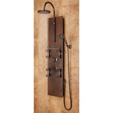 Pulse Mojave Hammered Copper With Oil Rubbed Bronze Fixtures 8 Spray Shower Panel System Valve Included Lowes Com Shower Panels Shower Systems Oil Rubbed Bronze