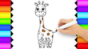 700x500 baby giraffe cartoon drawings. How To Draw Cute Cartoon Giraffe Children And Baby Learn Colors And Drawing Youtube