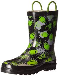 Western Chief Boys Waterproof Printed Rain Boot With Easy Pull On Handles