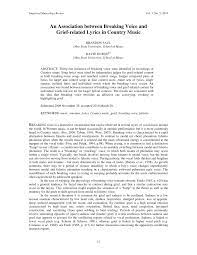 Pdf An Association Between Breaking Voice And Grief Related Lyrics In Country Music