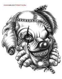 Black And White Monster Clown Tattoo Design Clown Tattoo Evil Tattoos Evil Clown Tattoos