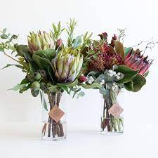 Burgundy, dusty rose pink, natural sage (3 colours to choose from) size: Artificial Australian Native Arrangements With Burgundy And Green Protea Tropical Flower Arrangements Artificial Flower Arrangements White Flower Arrangements
