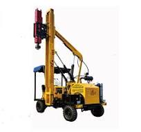 Fence Post Driver Highway Guardrail Installation Wheeled Pile Driver Piling  Machine