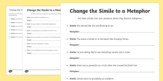 I know that a metaphor is: Simile And Metaphor Worksheet Primary Resources