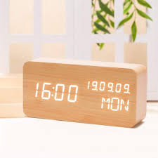 Bamboo Led Digital Wooden Alarm Clocks Clock Alarm Clock Office Desk Clock