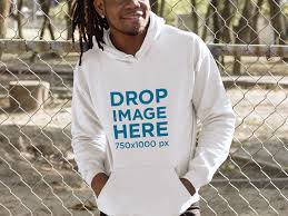 Placeit Smiling Man With Locs Leaning On A Fence Hoodie Mockup Hoodie Mockup Long Sleeve Tshirt Men T Shirt