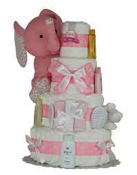 Pink Elephant Diaper Cake Baby Girl Diaper Cakes