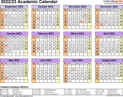 Academic Calendars 2022 2023 Free Printable Excel Templates