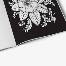 Adult coloring page for book and drawing. Flower Coloring Book For Adults With Black Background Art Therapy Coloring