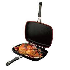 Double Sided Grill Pan Makes Frying Your Favorite Food Cleaner And Easier
