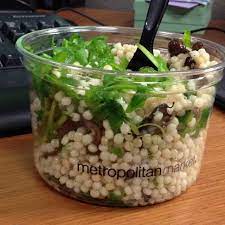 Serve immediately or chill before serving. Hands Down Best Salad Ever Israeli Couscous Arugula Mushrooms Raisins Green Onion White Balsamic Vinega Best Salads Ever Healthy Eating Cooking Recipes