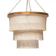 Made Goods Patricia Chandelier Natural Coco Beads And Gold Metal
