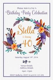 Birthday Invitation Card Template For Adults Boho Floral Floral Invitations Template 21st Birthday Invitations Floral Invitation