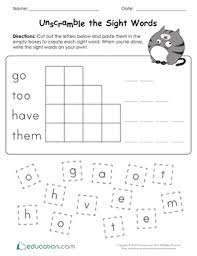 These are words children will simply need to memorize by sight through repetition from reading and targeted learning. Unscramble The Sight Words Worksheet Education Com